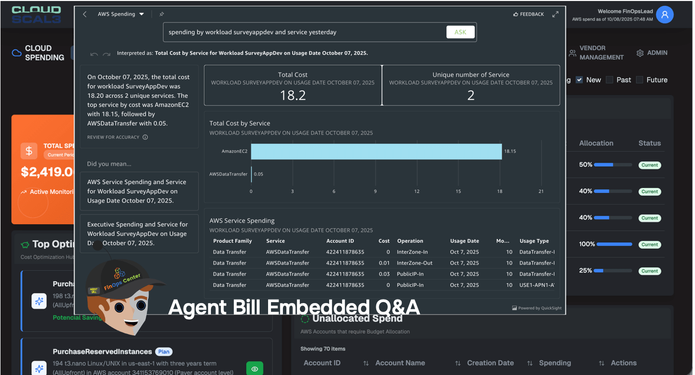 Making AWS Cloud Financial Management Simpler: Agent Bill Embedded Q&A by Cloud Scal3